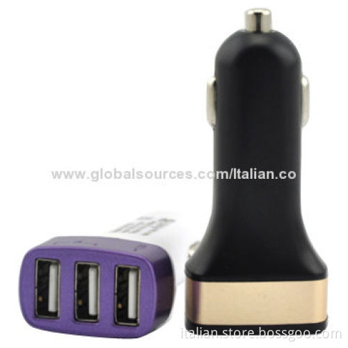 4.2A High-quality Car Chargers for iPhone/iPad with Three USB Ports, CE and RoHS Marks